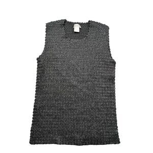 Nicola Tank Top  Black Sleeveless Textured Stretch Women's Large